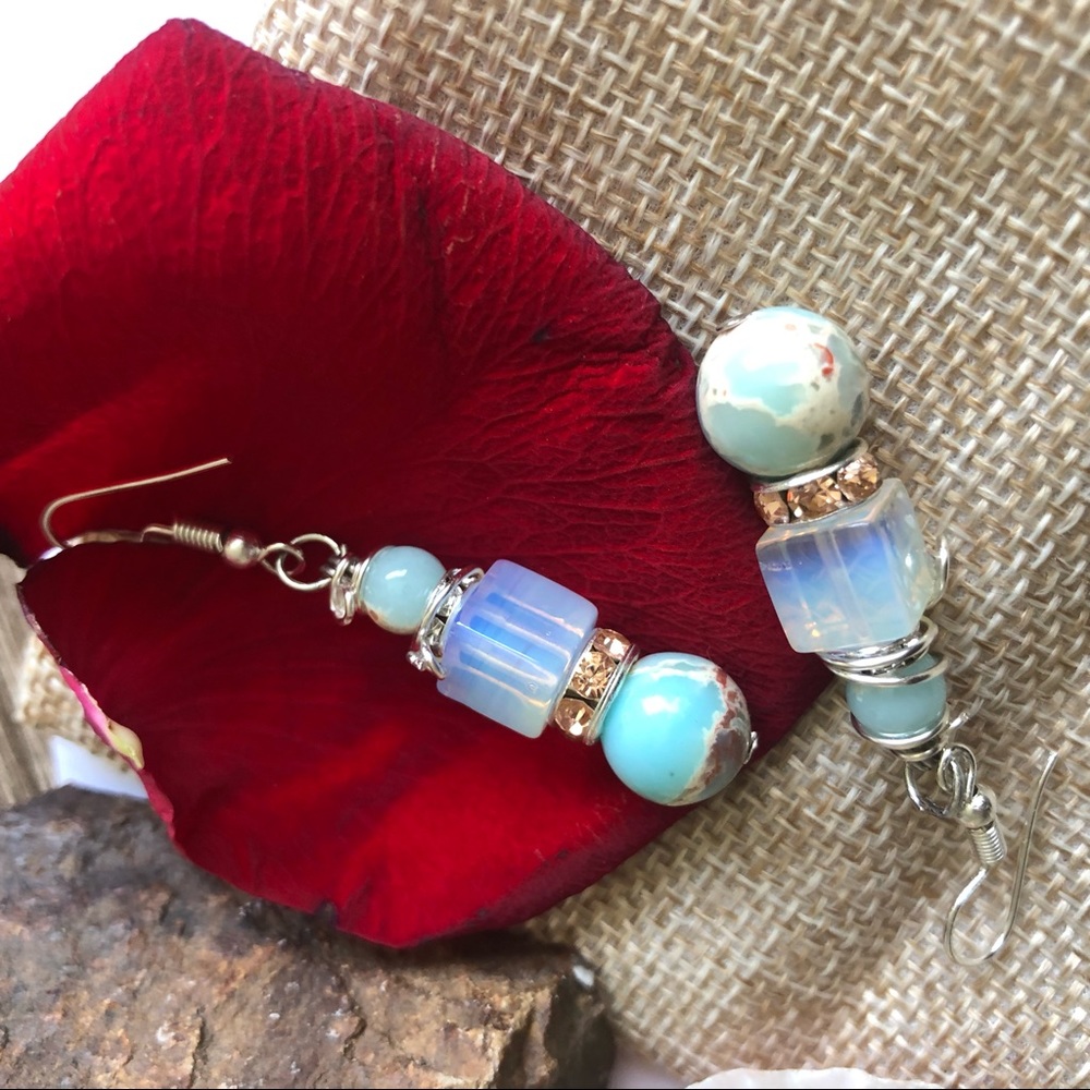 Imperial Jasper beaded drop earrings